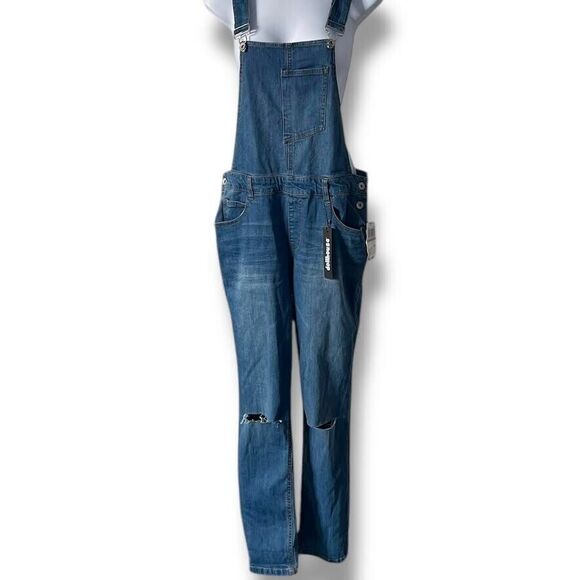 Dollhouse Denim - Dollhouse Overalls Juniors Sz 15 Blue Distressed Denim Country Girl Farmer NWT